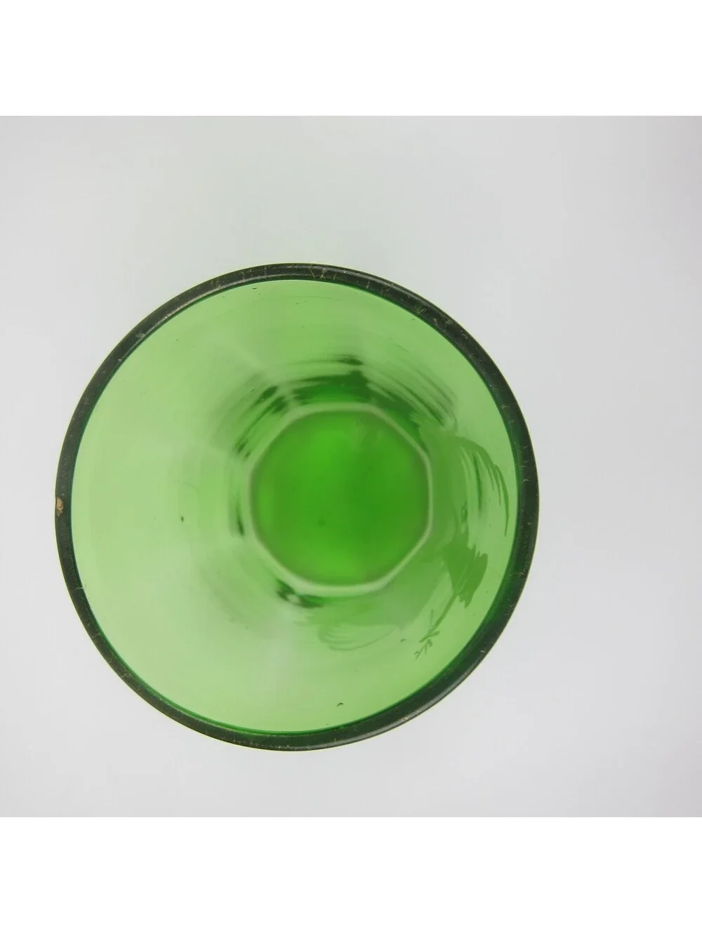 Antique Mary Gregory Green Drinking Glass Victorian Tumbler Boy Flowers 1890s